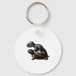 dinosaur on turtle Copy Key Ring