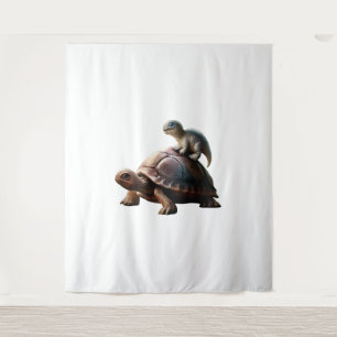 dinosaur on turtle tapestry