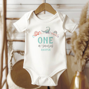 Dinosaur One-A-Saurus 1st Birthday Baby  Bodysuit