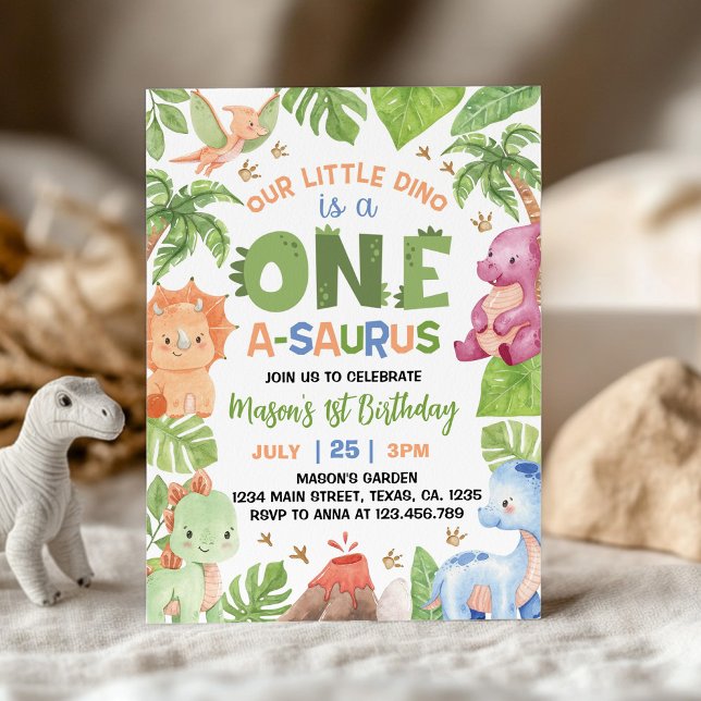 Dinosaur One-A-Saurus 1st Birthday Invitation (Creator Uploaded)