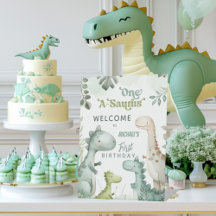 Dinosaur One-A-Saurus Boy 1st Birthday Welcome