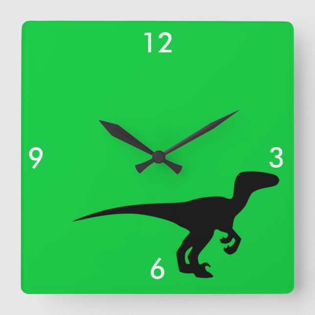 Dinosaur Outline Jurassic Era Square Wall Clock (Front)