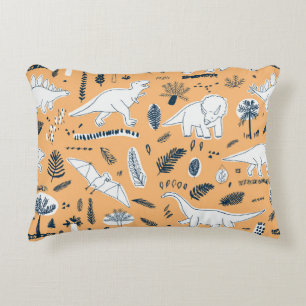 Dinosaur & Palm Leaves: Fun Pattern Decorative Cushion