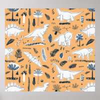 Dinosaur & Palm Leaves: Fun Pattern