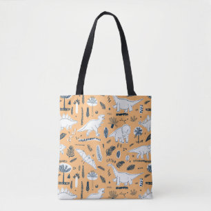 Dinosaur & Palm Leaves: Fun Pattern Tote Bag