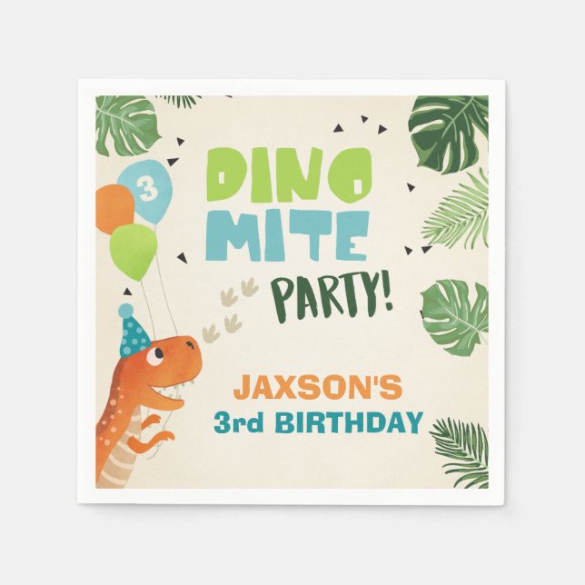 Dinosaur Paper Napkins birthday Dino party Boy (Front)