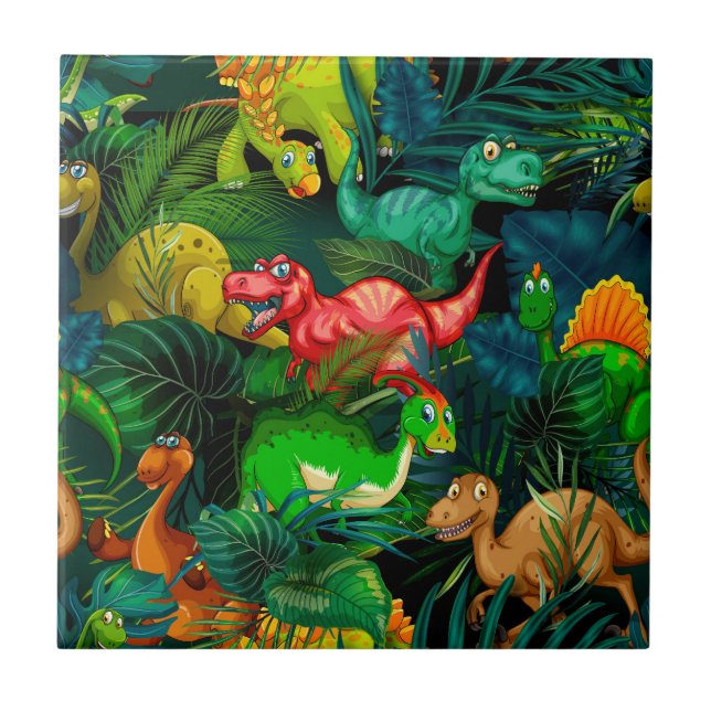 Dinosaur Park Ceramic Tile (Front)