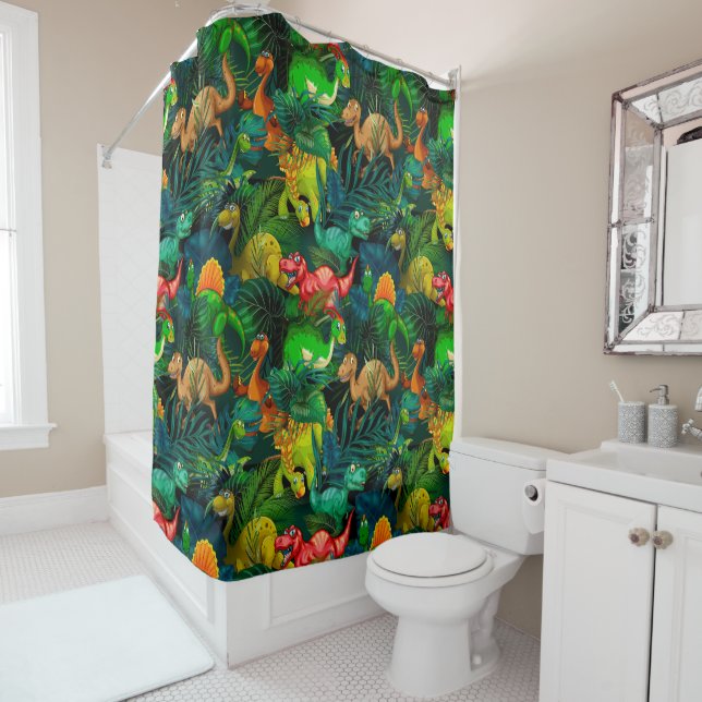 Dinosaur Park Shower Curtain (In Situ)