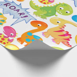 Dinosaur Party Balloons Customisable Rawr Wrapping Paper