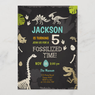 Dinosaur Party Boy Fossil Dino Dig Birthday Invitation