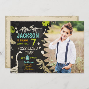Dinosaur Party Boy Fossil Dino Dig Birthday Invitation