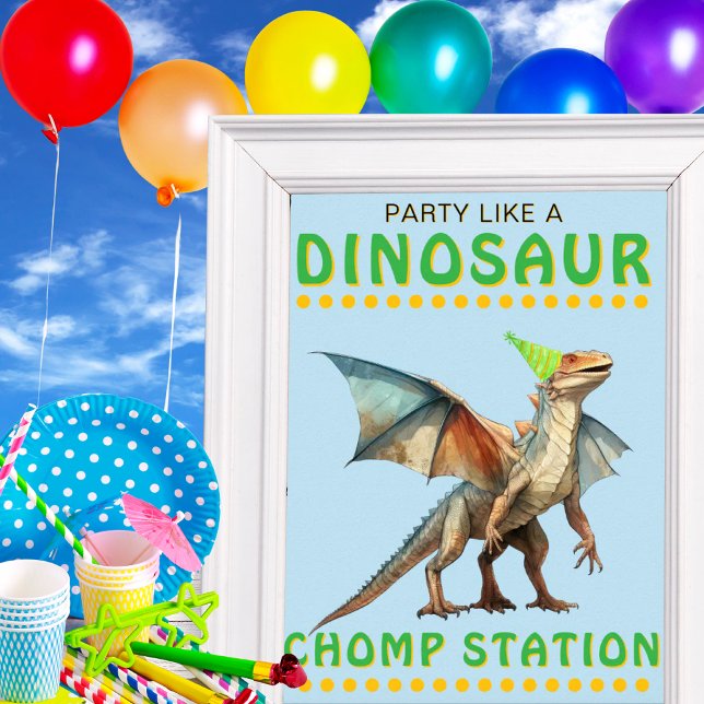 Dinosaur Party Decor Sign: Chomp Station (Dinosaur Party Decor Sign: Chomp Station)