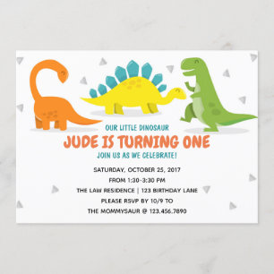 Dinosaur Party First Birthday Boy invitation