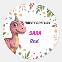 Dinosaur Party Fun Personalis Customisable Sticker