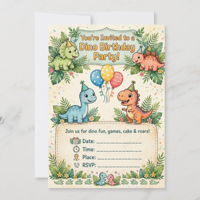 Dinosaur party invitations (Front)