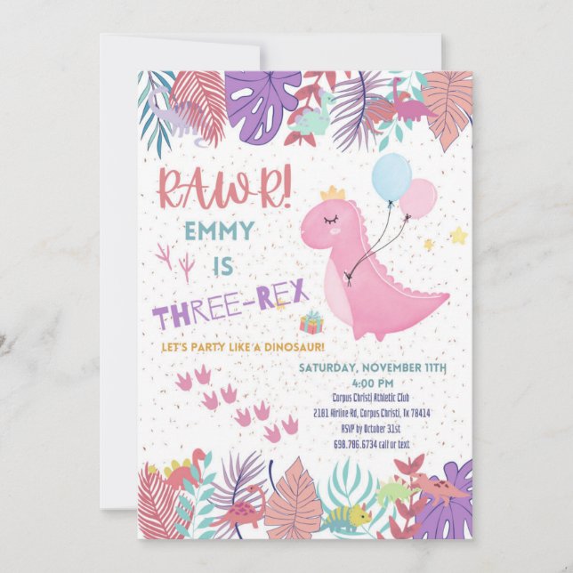 Dinosaur party invitations  (Front)