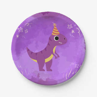 Dinosaur Party Plate Purple