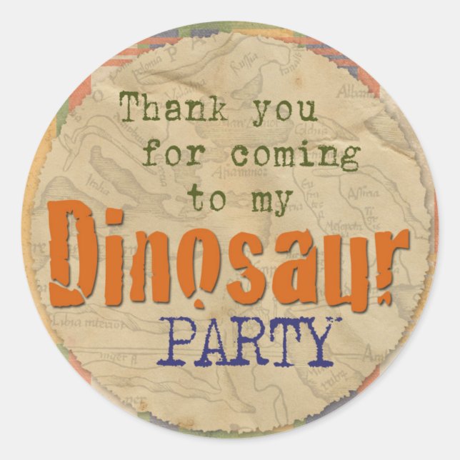 Dinosaur Party Sticker - Thanks for Coming (Front)