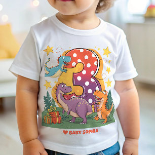 Dinosaur party-Third Birthday Baby T-Shirt