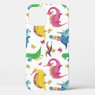 Dinosaur party: watercolor pattern. iPhone 12 case