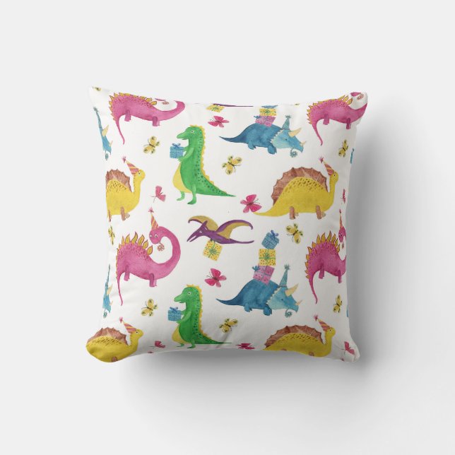 Dinosaur party: watercolor pattern. cushion (Front)