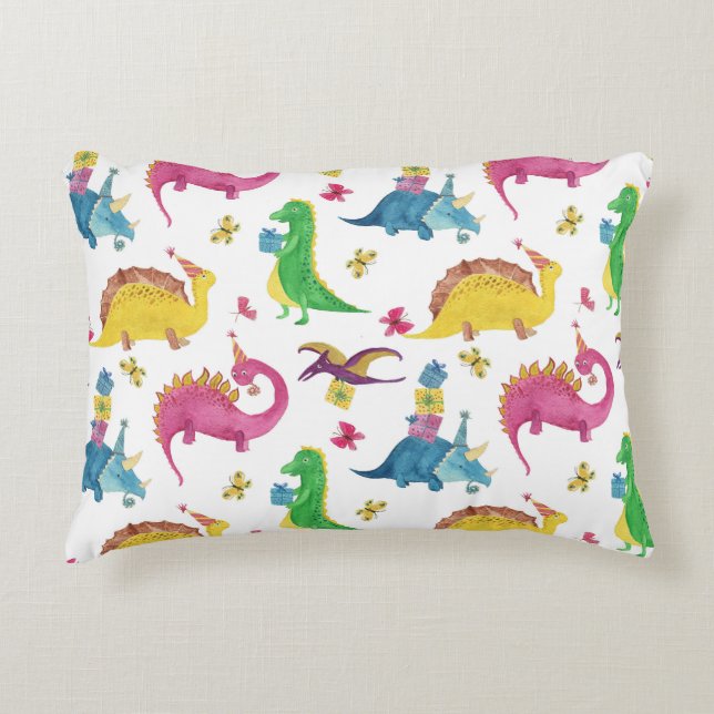Dinosaur party: watercolor pattern. decorative cushion (Front)