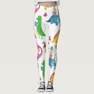 Dinosaur party: watercolor pattern. leggings