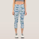 Dinosaur Pattern Blue Capri Leggings<br><div class="desc">Cute whimsical dinosaurs on a mid blue background. Original art by Nic Squirrell.</div>