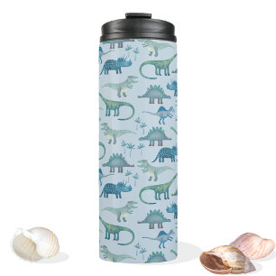 Dinosaur Pattern Blue Thermal Tumbler