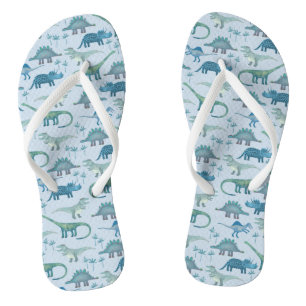 Dinosaur Pattern Blue Thongs