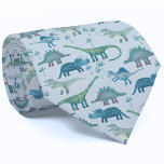 Dinosaur Pattern Blue Tie<br><div class="desc">Lots of blue dinosaurs,  Tyrannosaurus rex,  Spinosaurus,  Stegosaurus,  Diplodocus and Triceratops. Perfect for museum curators,  paleontologists and anyone who likes dinosaurs.</div>