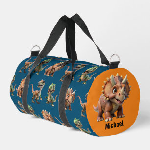 Dinosaur Pattern Custom Name Duffle Bag