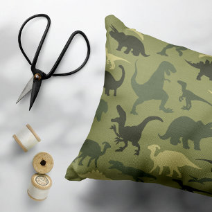 Dinosaur Pattern, Dinosaur Silhouette, Green Dino Decorative Cushion