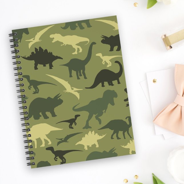 Dinosaur Pattern, Dinosaur Silhouette, Green Dino Notebook (Creator Uploaded)