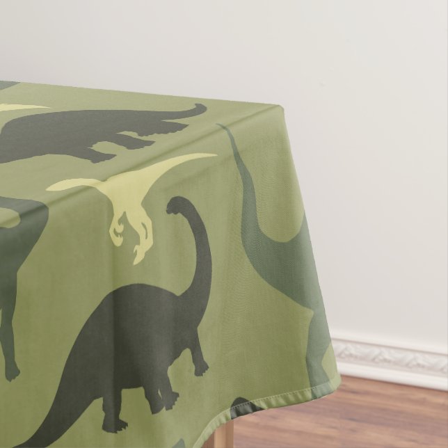 Dinosaur Pattern, Dinosaur Silhouette, Green Dino Tablecloth (In Situ)