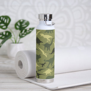 Dinosaur Pattern, Dinosaur Silhouette, Green Dino Water Bottle