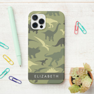 Dinosaur Pattern, Dinosaur Silhouette, Your Name iPhone 12 Pro Case