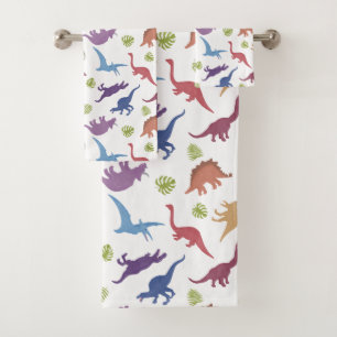 Dinosaur Pattern Kid or Child Bathroom Bath Towel Set