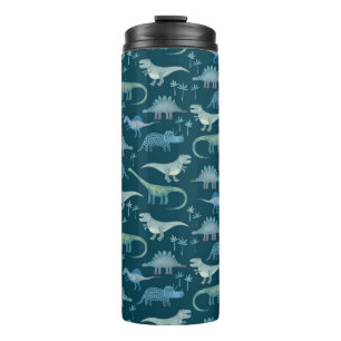 Dinosaur Pattern Teal Green Thermal Tumbler