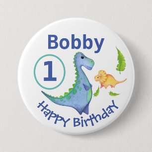 Dinosaur Personalise 1st Birthday Little Boy's 7.5 Cm Round Badge