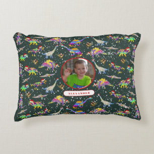 Dinosaur Personalised Boys Photo and Name Decorative Cushion
