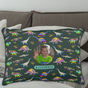 Dinosaur Personalised Boys Photo and Name Decorative Cushion