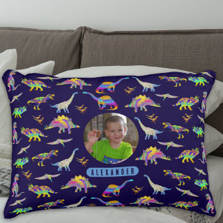 Dinosaur Personalised Boys Photo and Name Decorative Cushion