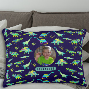Dinosaur Personalised Boys Photo and Name Decorative Cushion