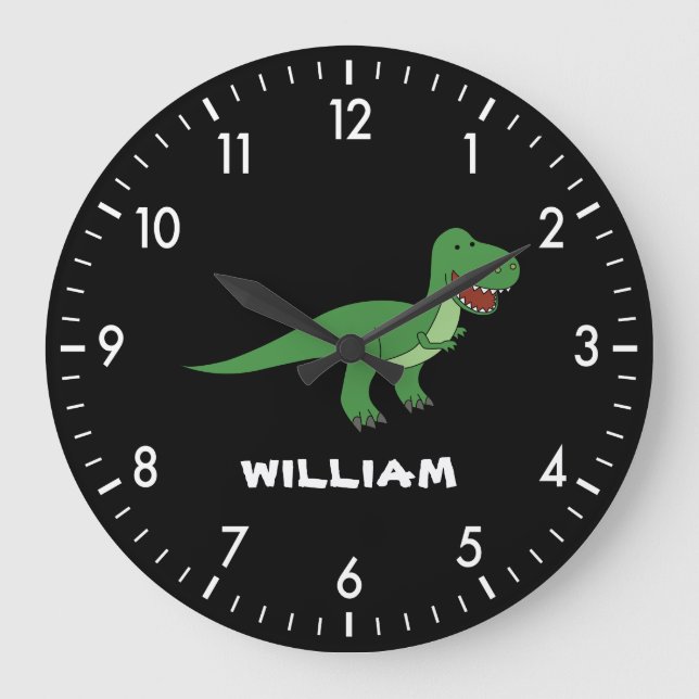 Dinosaur Personalised Custom Name Back To School Large Clock (Front)