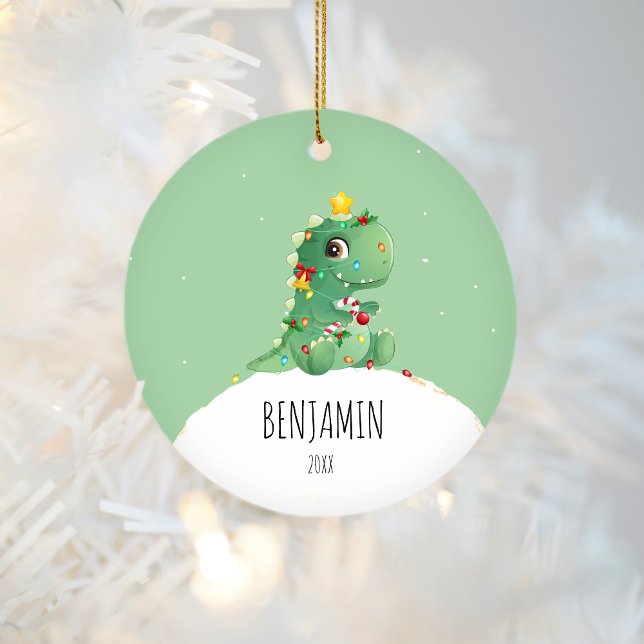 Dinosaur Personalised Name Christmas Ornament (Creator Uploaded)