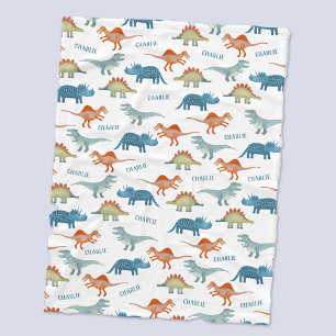 Dinosaur Personalised Name Fleece Blanket