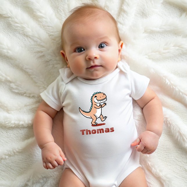 Dinosaur Personalised Name Funny cute   Baby Bodysuit (Creator Uploaded)