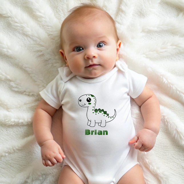 Dinosaur Personalised Name Funny cute   Baby Bodysuit (Creator Uploaded)