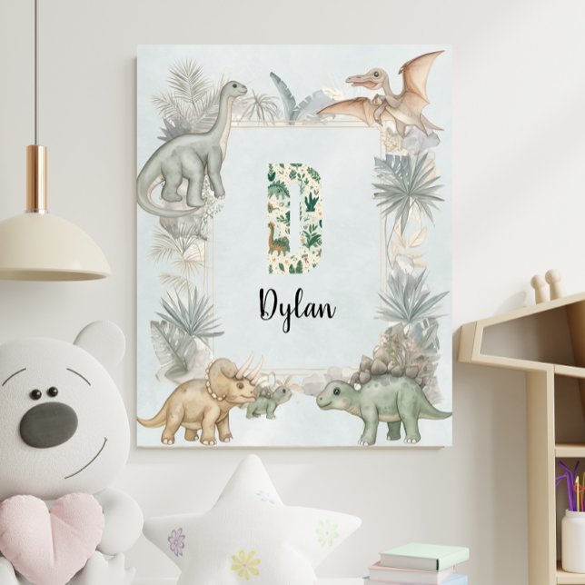 Dinosaur Personalised Name Monogram D Nursery Poster (Creator Uploaded)